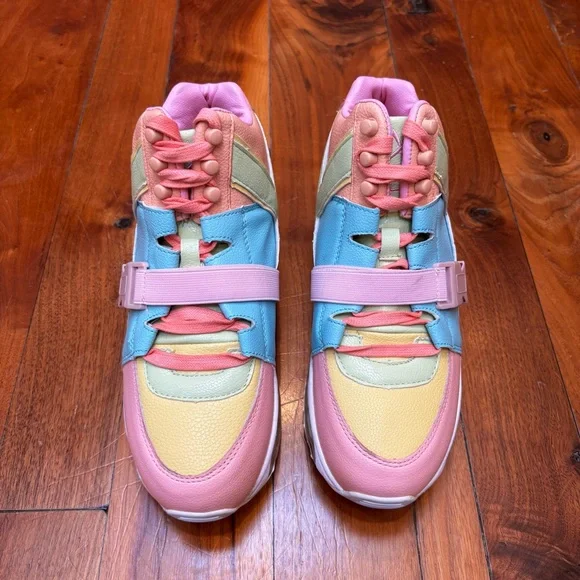 NEW YRU Qozmo Aiire Pastel Rainbow Light up High Top Sneakers 8